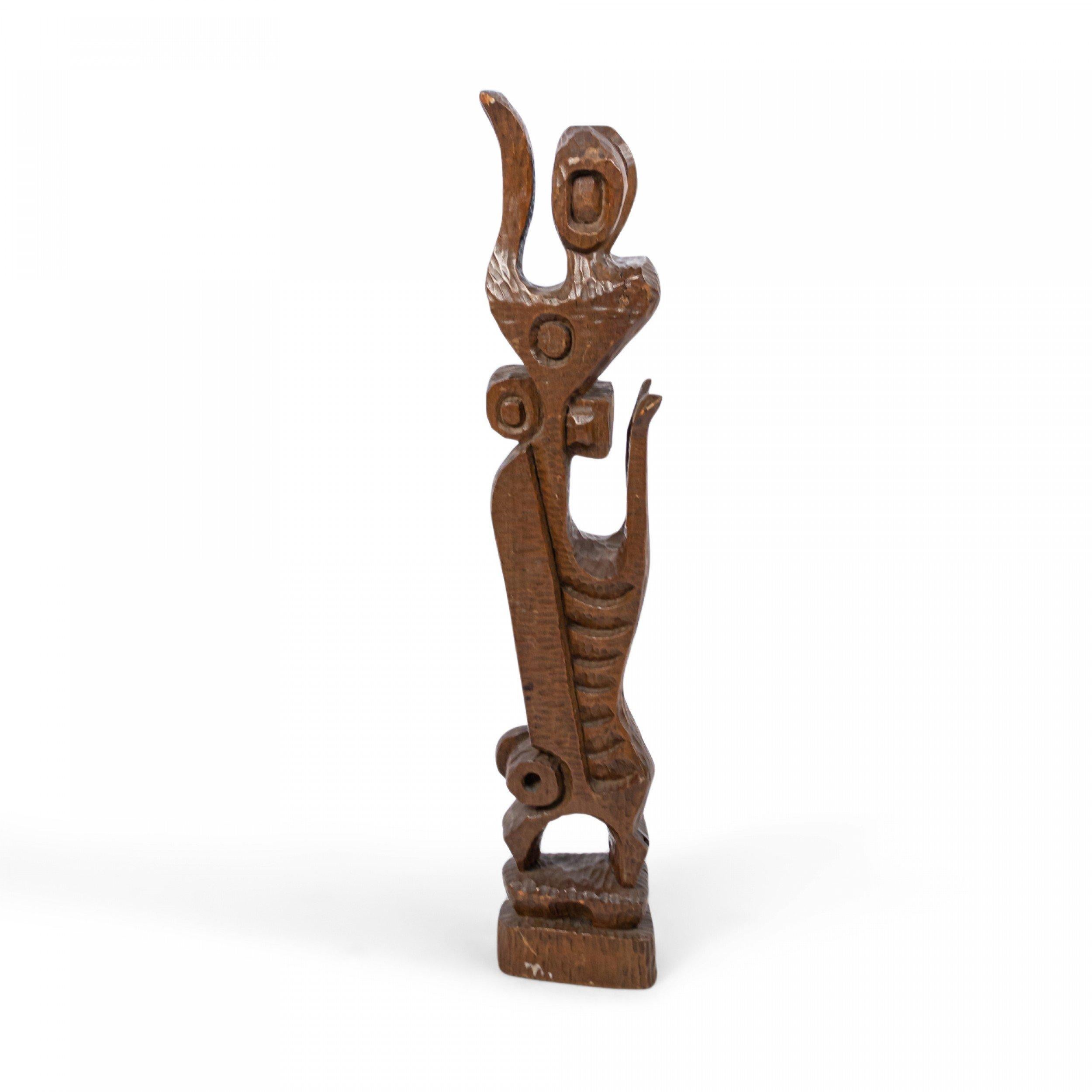 American Contemporary Carved Wood Figural Sculpture For Sale