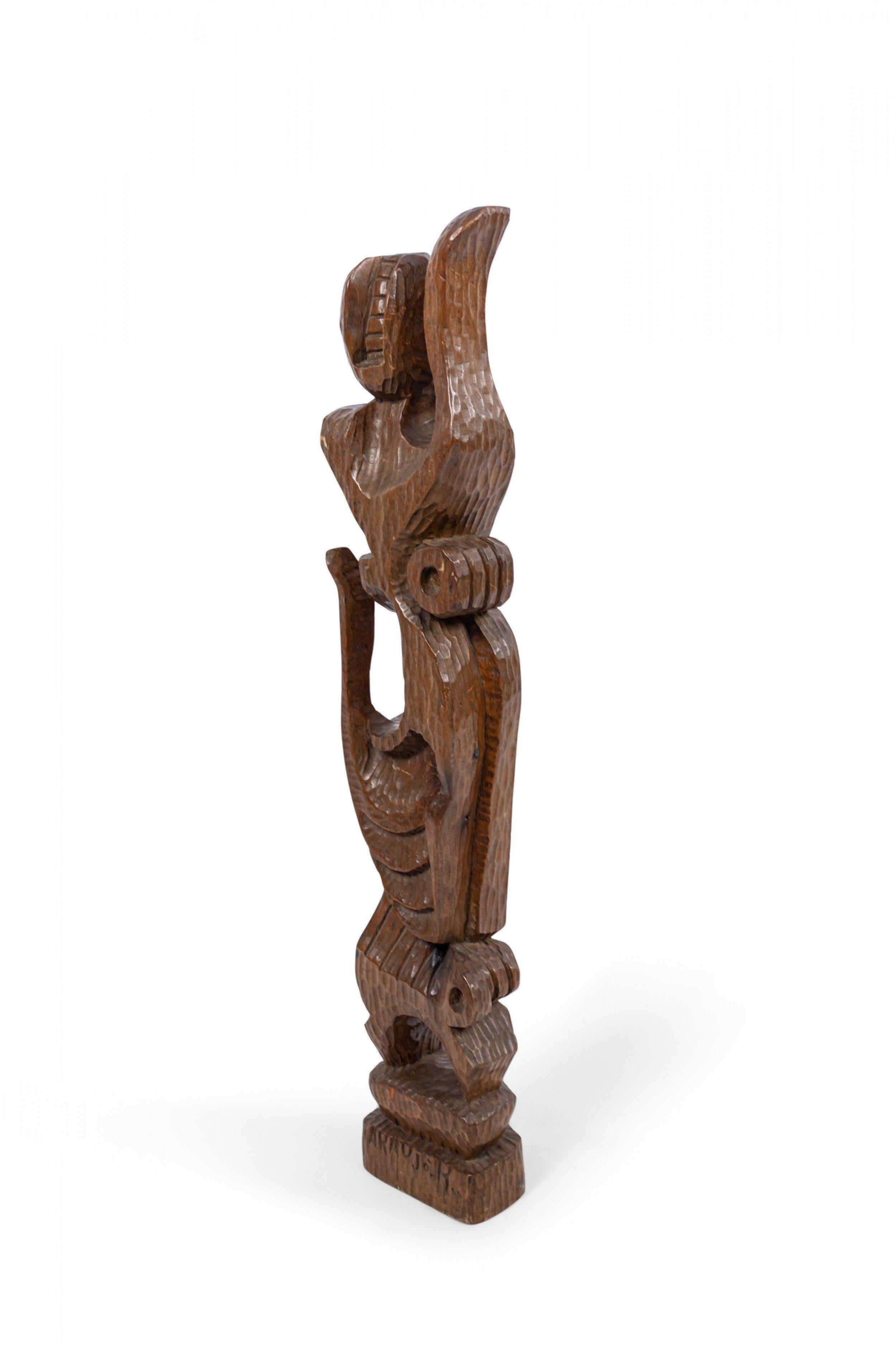 Contemporary Carved Wood Figural Sculpture In Good Condition For Sale In New York, NY