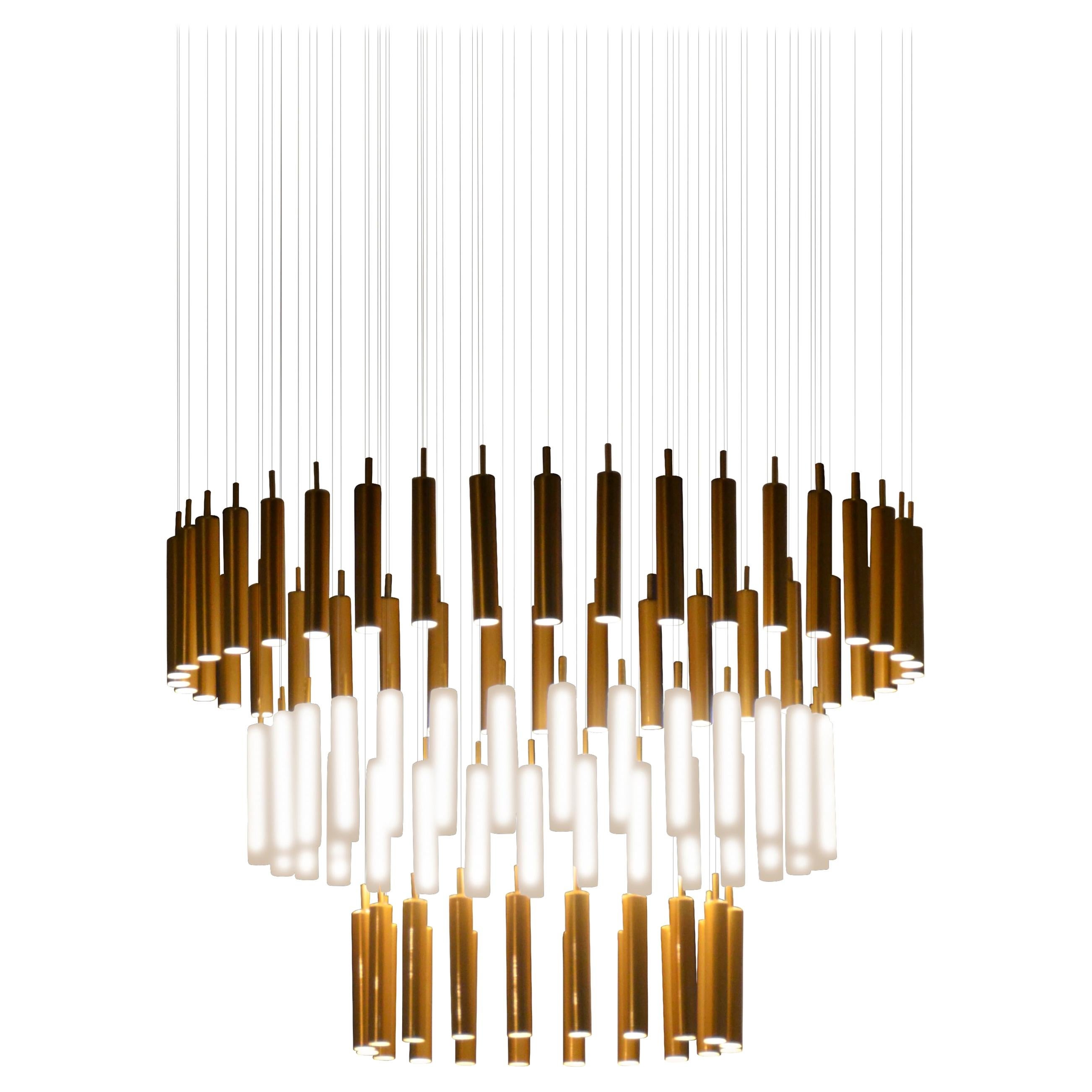Contemporary "Cascade Rainy Day" Chandelier in Handmade Limoges Porcelain im Angebot