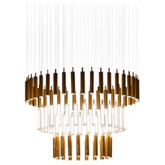 Contemporary "Cascade Rainy Day" Chandelier in Handmade Limoges Porcelain