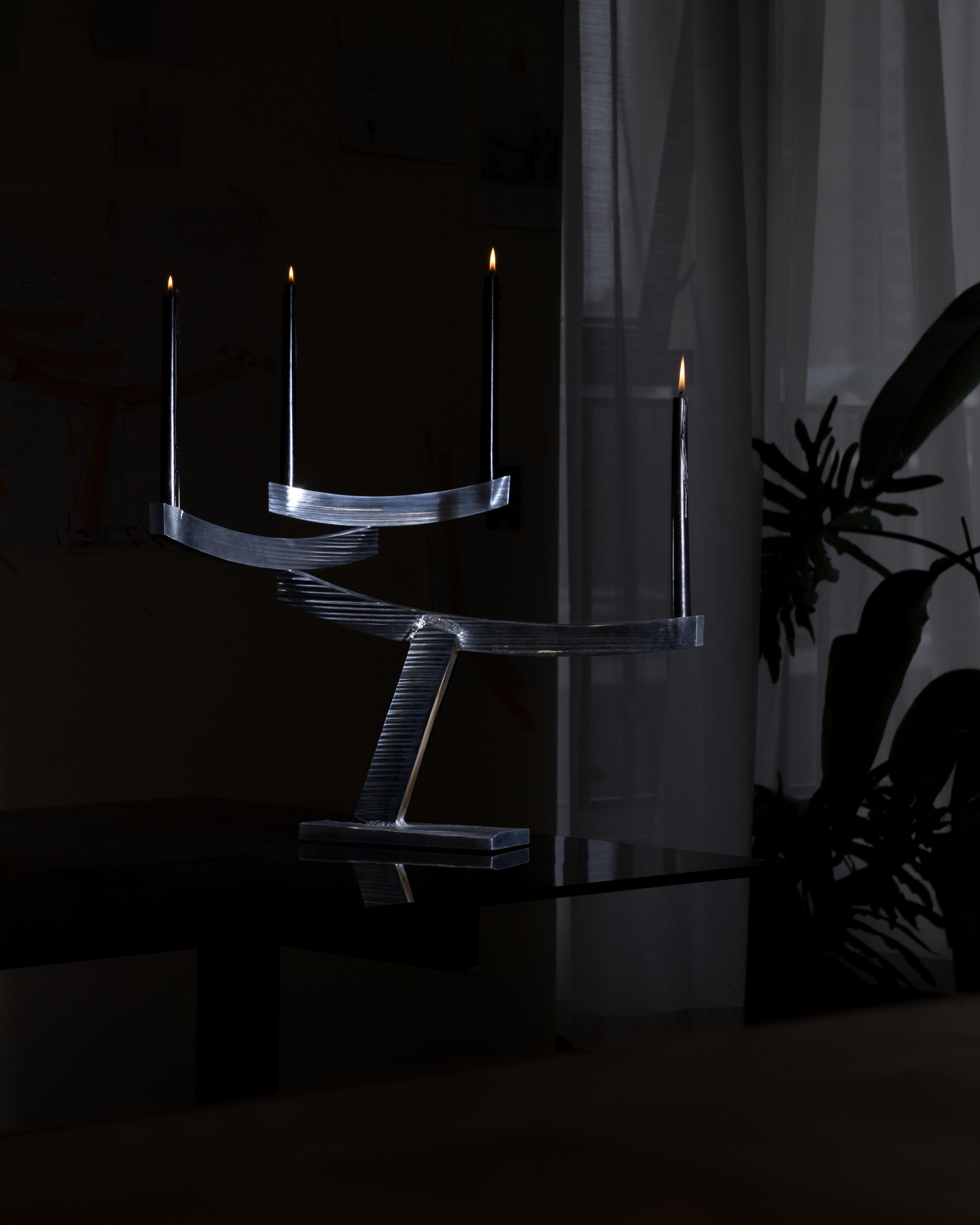 Bougeoir géologique contemporain en fonte d'aluminium par Atelier V&F en vente 3