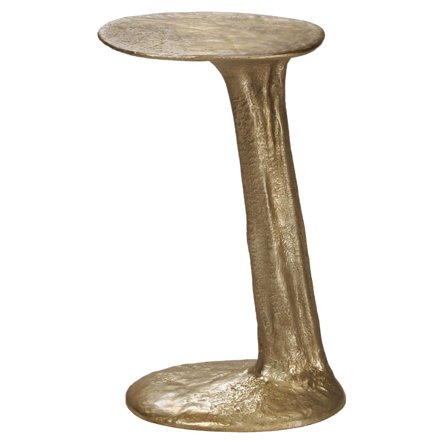 Hand-Crafted Contemporary Cast Brass Silver The Crack in Chaos Side Table L by Atelier V&F For Sale