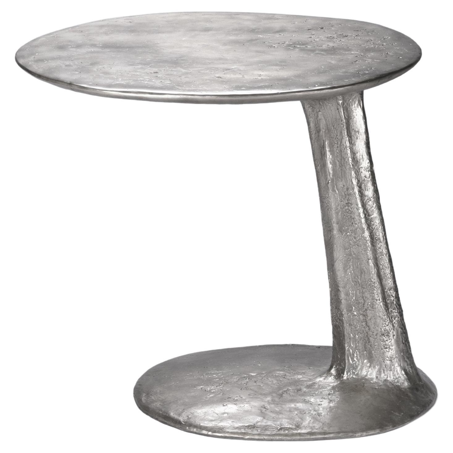 Contemporary Cast Brass Silver The Crack in Chaos Side Table L by Atelier V&F