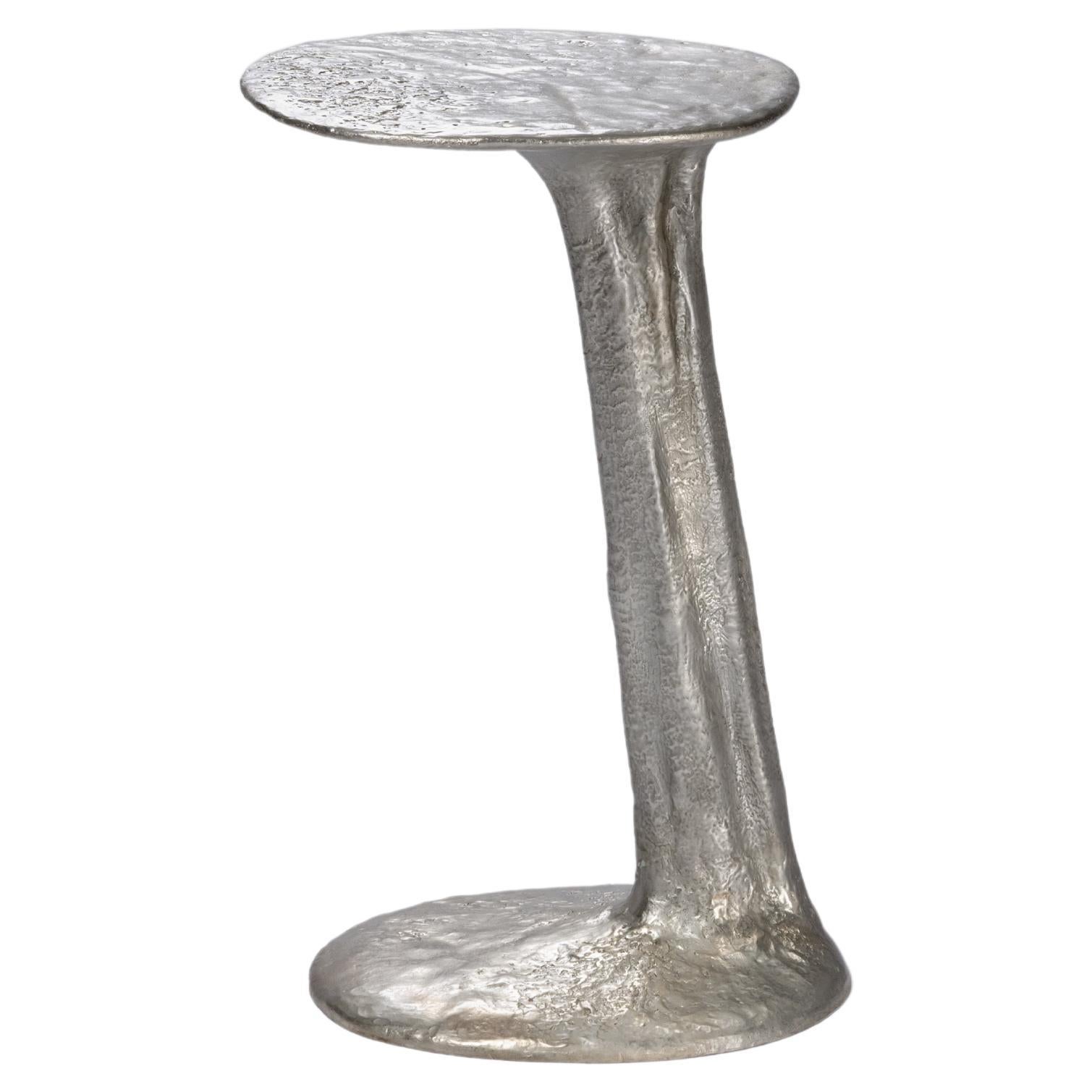 Contemporary Cast Brass Silver The Crack in Chaos Side Table S by Atelier V&F