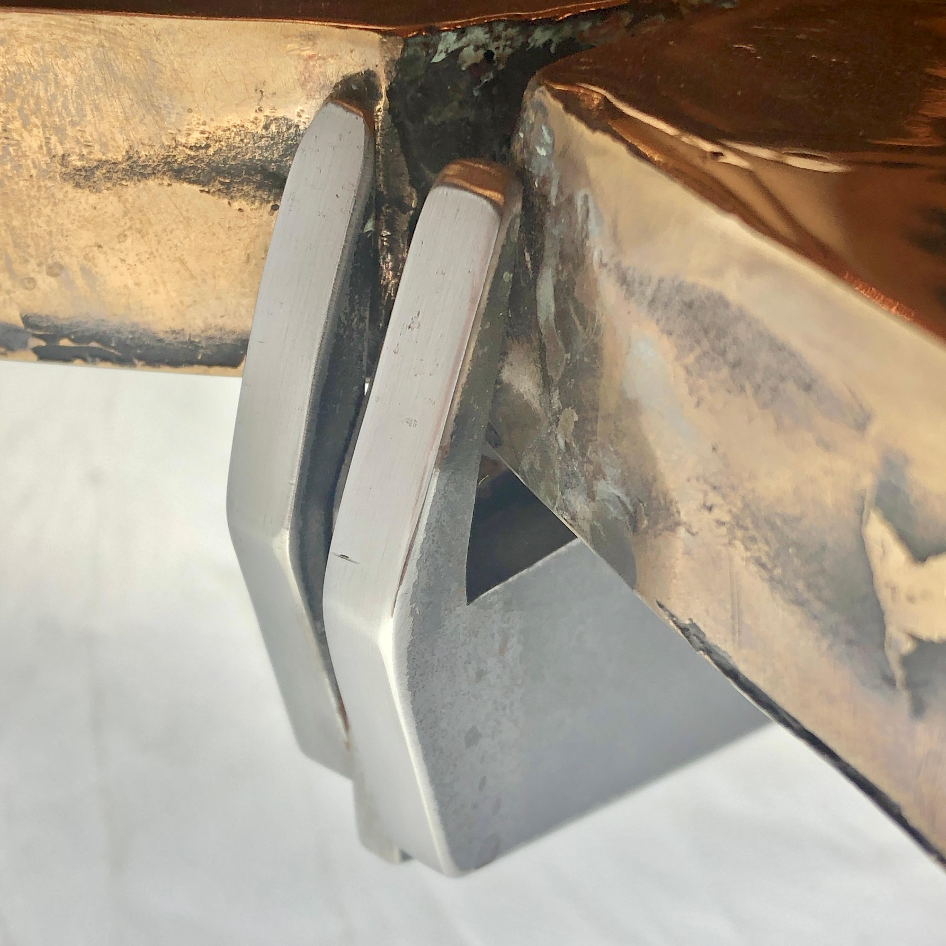 XXIe siècle et contemporain Table basse contemporaine en bronze moulé et acier noir de l'Atelier Erwan Boulloud en vente