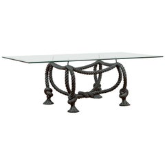Base de table basse contemporaine en forme de corde nautique en bronze coulé de style Maison Jansen
