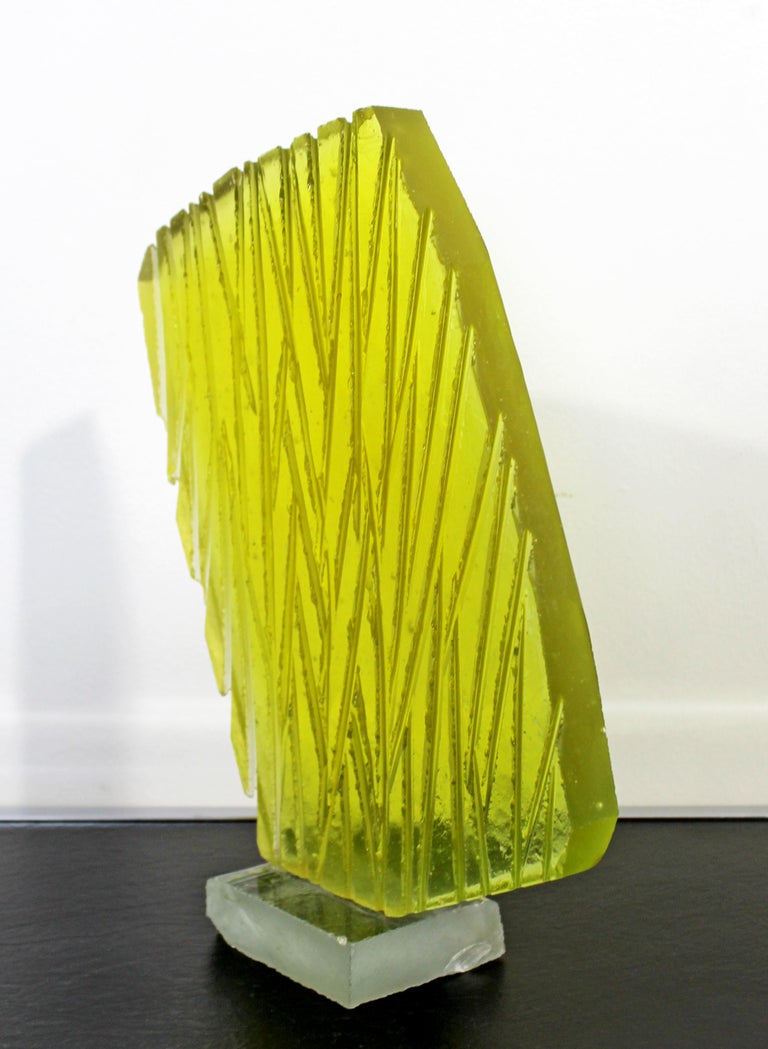 Contemporary Cast Glass Abstract Art Table Sculpture Signed Rezu Pishgahi 2009 at 1stDibs