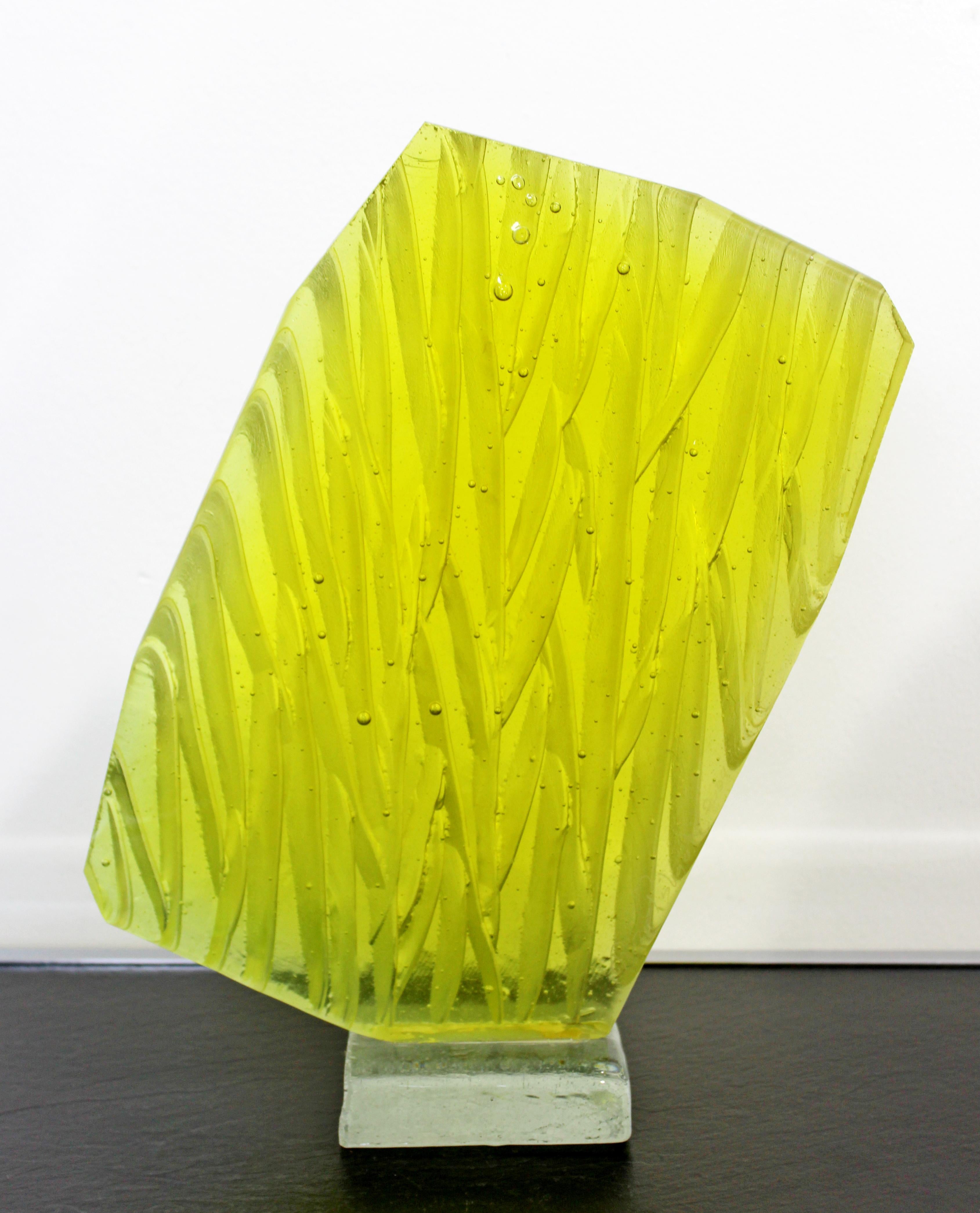Contemporary Cast Glass Abstract Art Table Sculpture Signed Rezu Pishgahi 2009 2