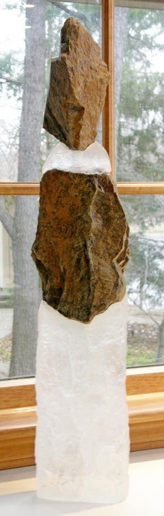 Contemporary Cast Glass & Granite Table Sculpture Signed Tom Scoon Mate #8 1990s