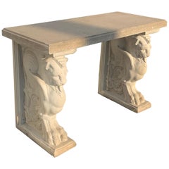 Contemporary Cast Stone Garden Table with Lion Base