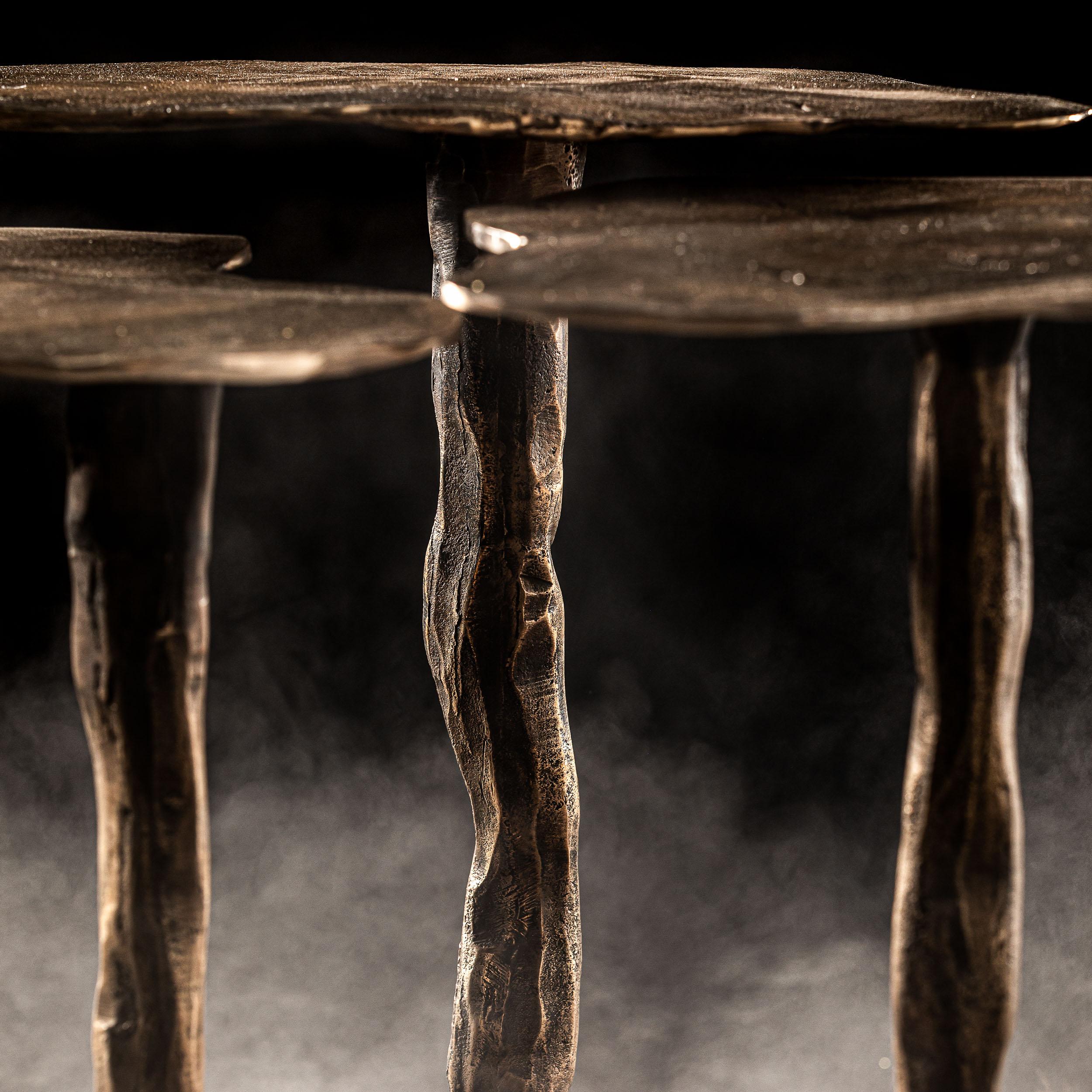 Contemporary Cast white bronze, islandic sheepswool Nest table For Sale 5