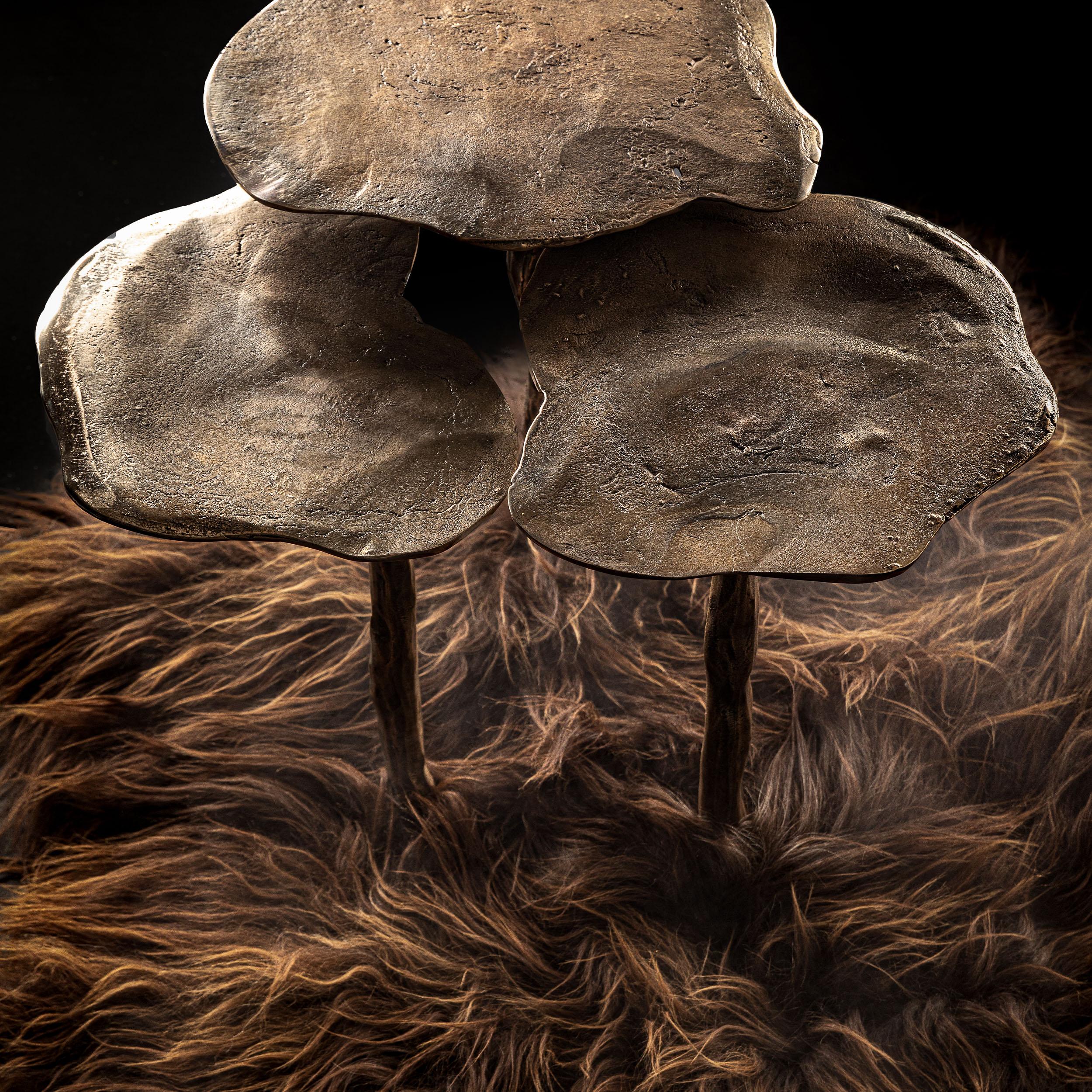 Contemporary Cast white bronze, islandic sheepswool Nest table For Sale 7