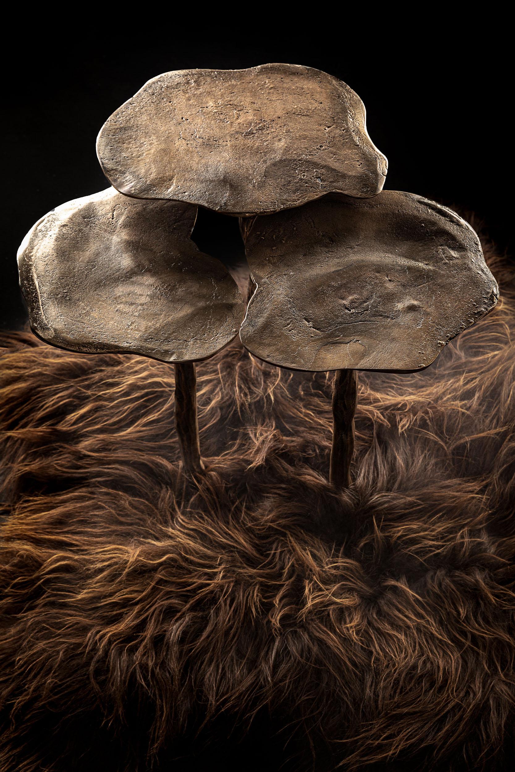 Contemporary Cast white bronze, islandic sheepswool Nest table For Sale 8