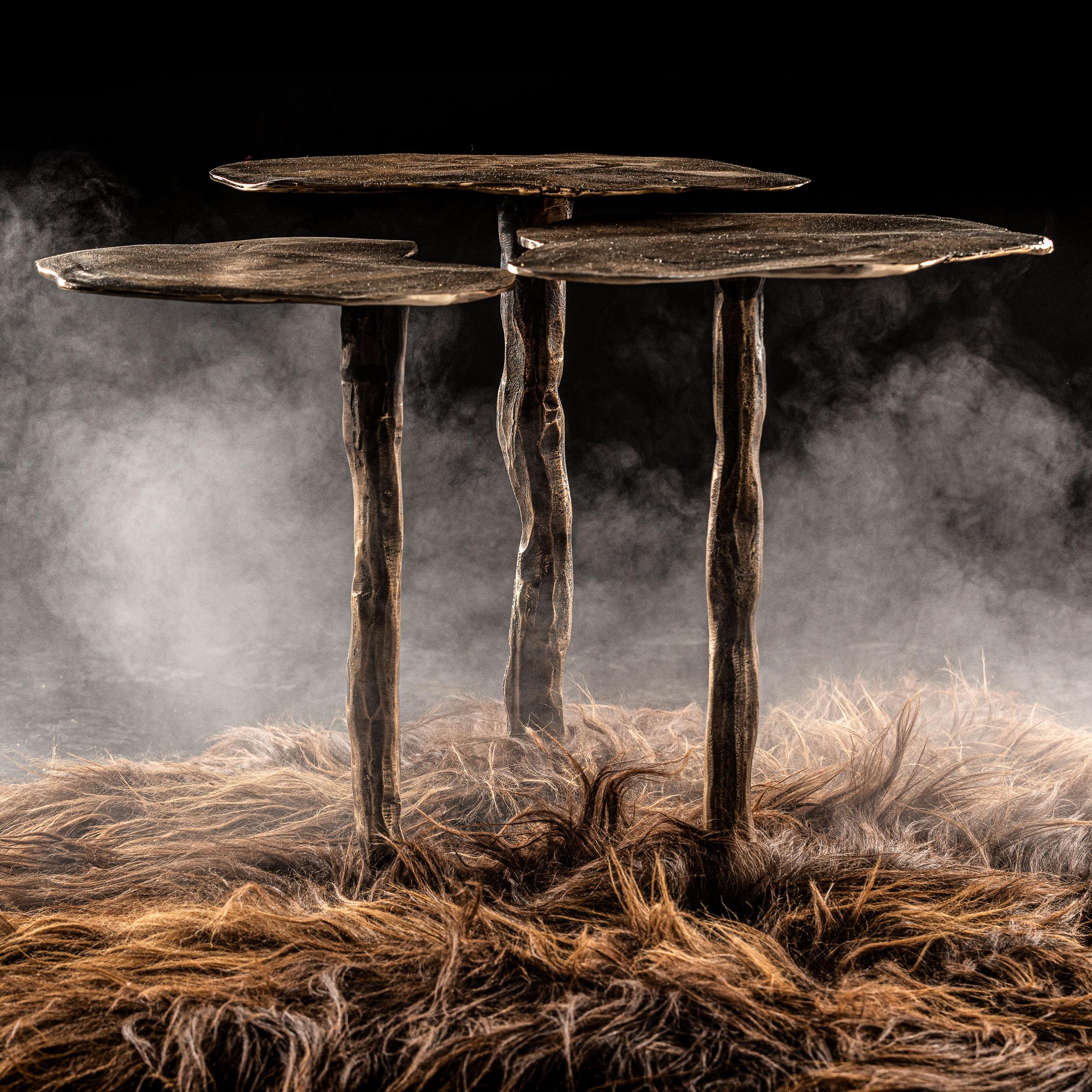 Contemporary Cast white bronze, islandic sheepswool Nest table For Sale 3