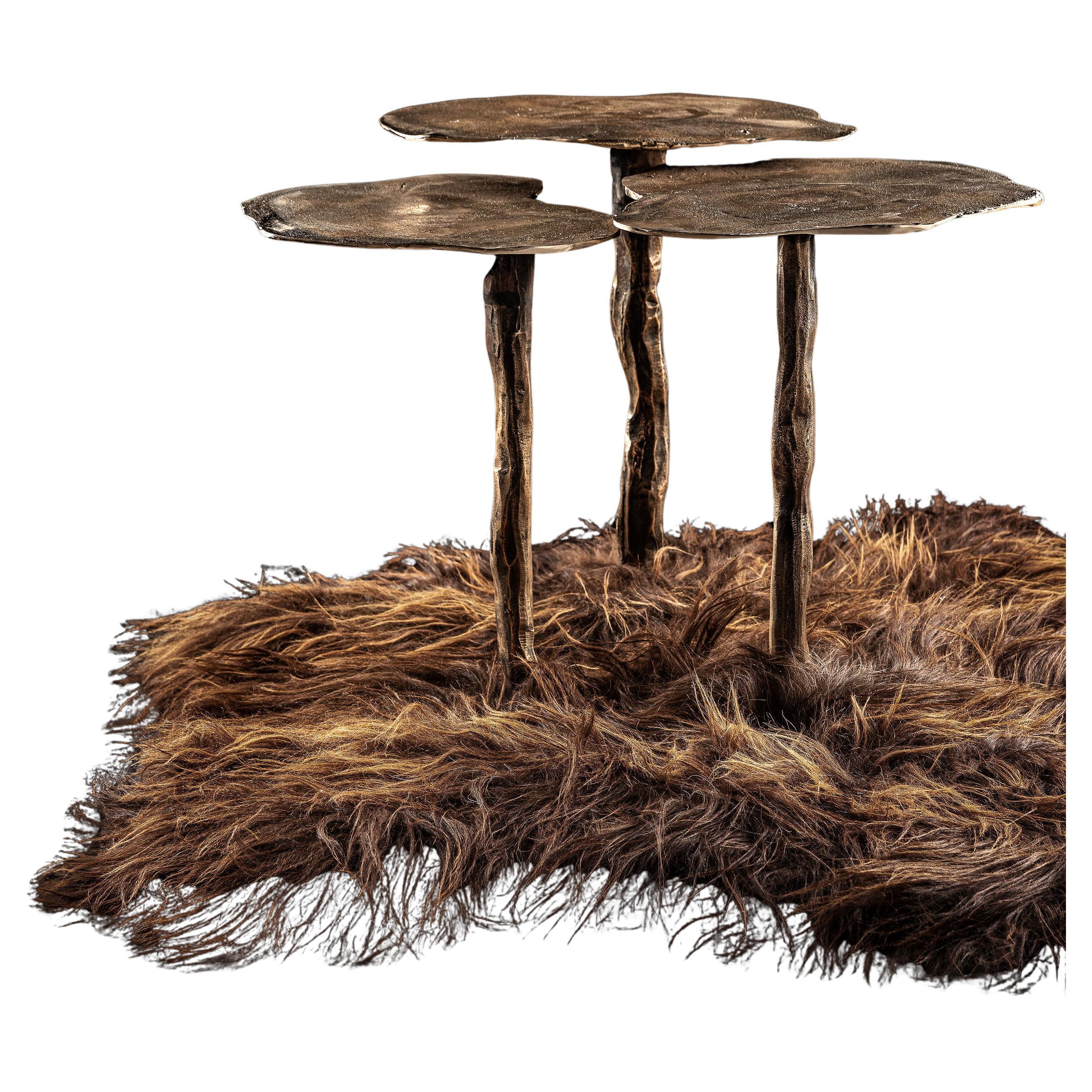 Contemporary Cast white bronze, islandic sheepswool Nest table For Sale