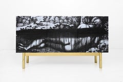 Contemporary Cause Sideboard in Black, Brass