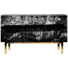 Contemporary Cause Sideboard in Black, Brass