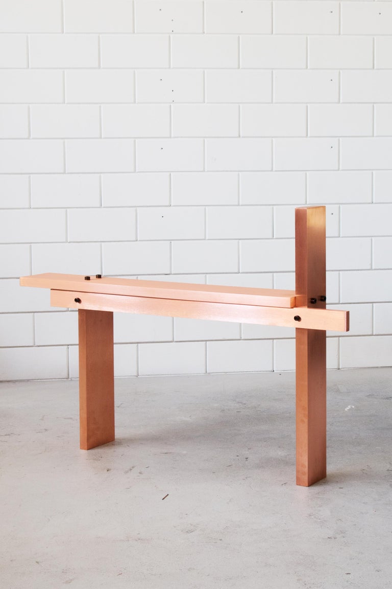 Contemporary 'CB01' Bench in Brushed Copper and Tailor Made Steel Bolts