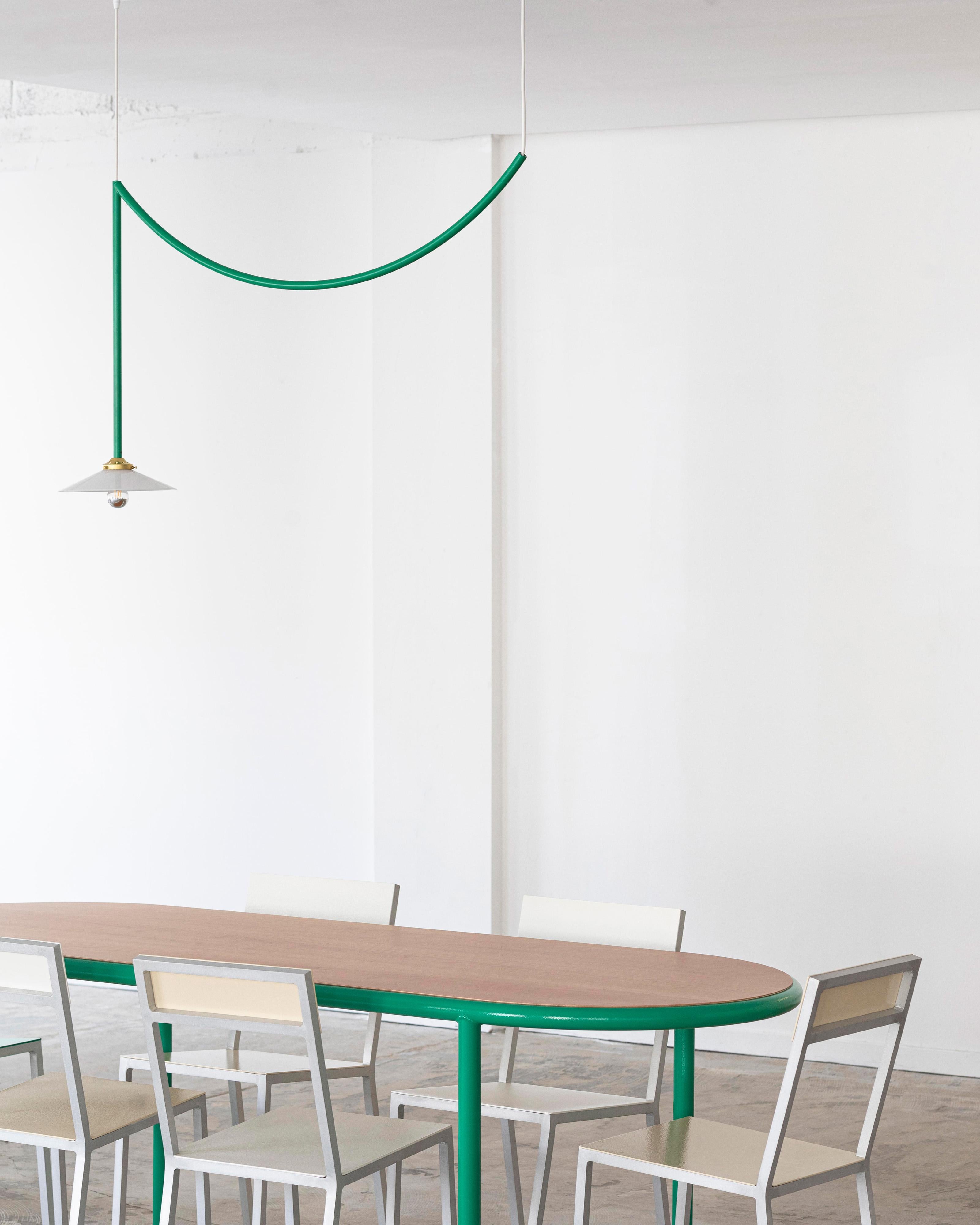 Cailing Lamp N°3 by Muller Van Severen x Valerie Objects

Dimensions: H. 105 X 150 X 25
Finish: Green

specifications
fitting type: e27
bulb replaceable: yes
number of fittings: 1
dimmable: no
cable length: 3 meter
switch: no

material: 
— lamp