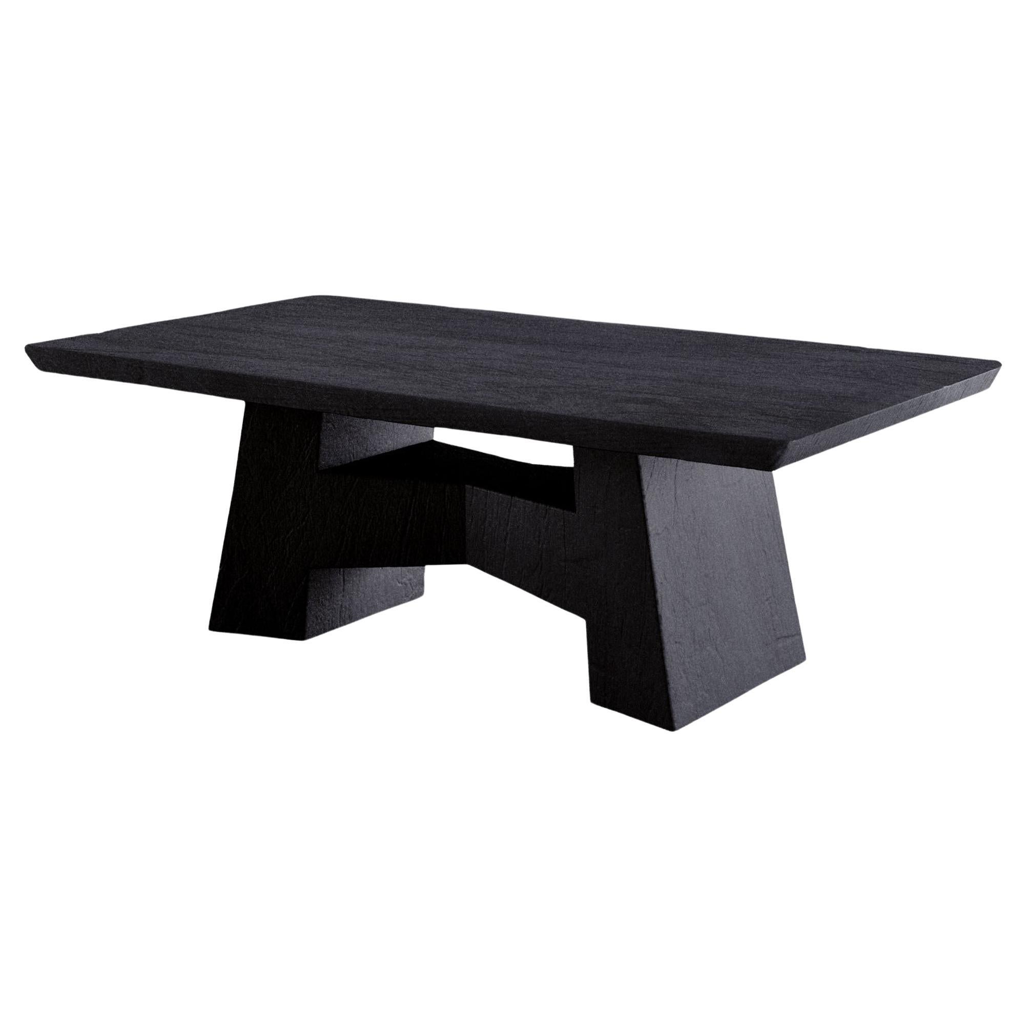 Contemporary Center Table 'Mogwai' in Burnt Wood by CarmWorks, Customizable