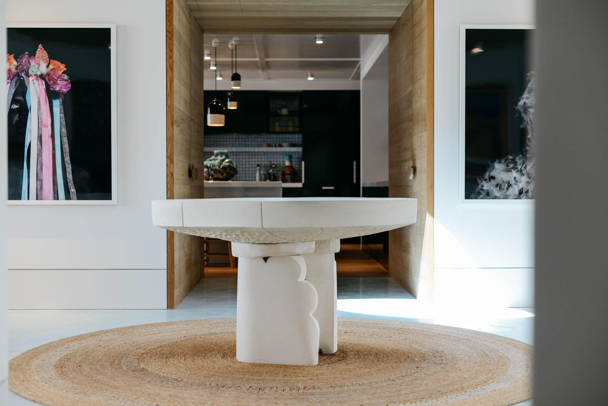 Contemporary Center Table 'Sydney' by DenHolm, Limestone 4