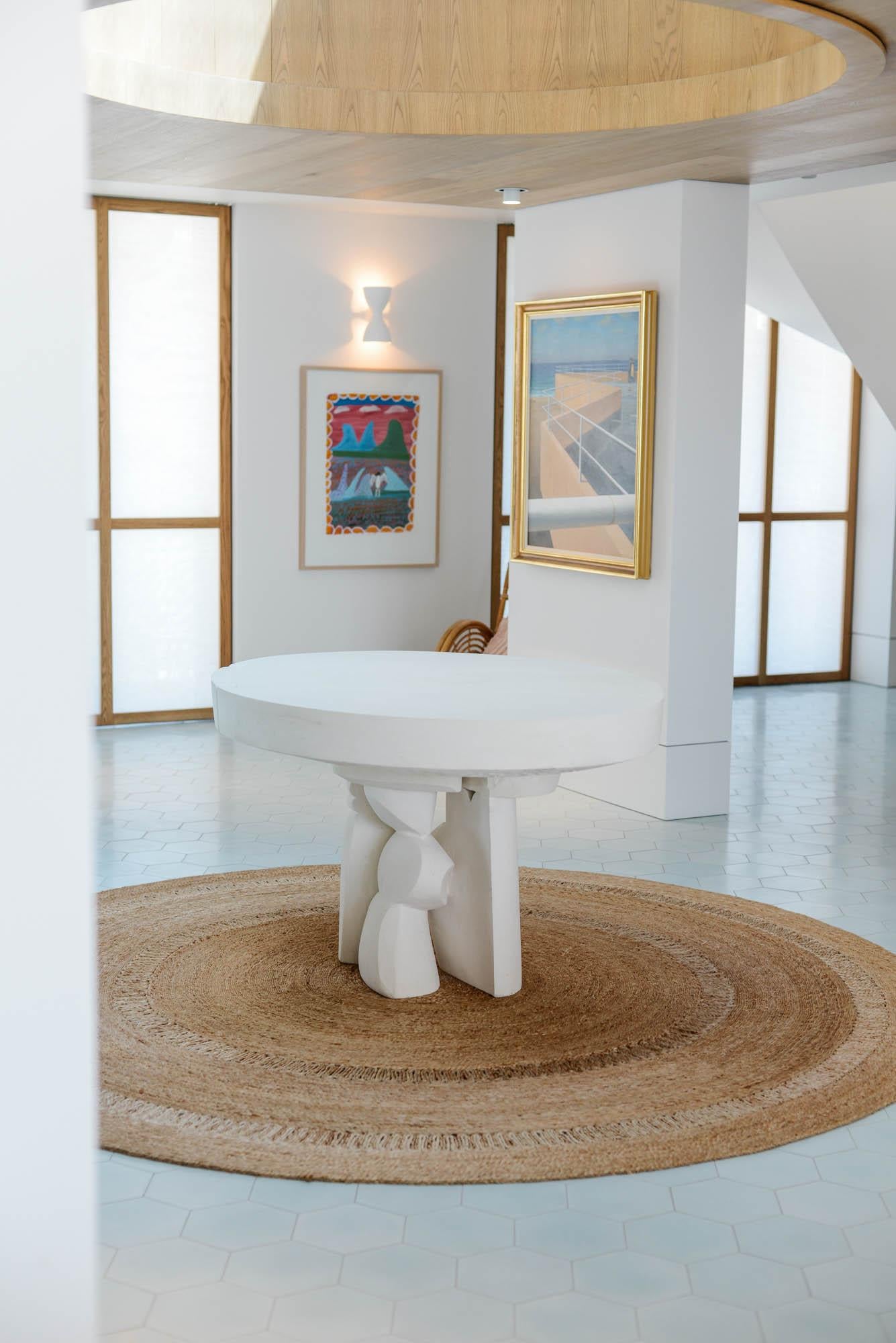 Contemporary Center Table 'Sydney' by DenHolm, Limestone 5