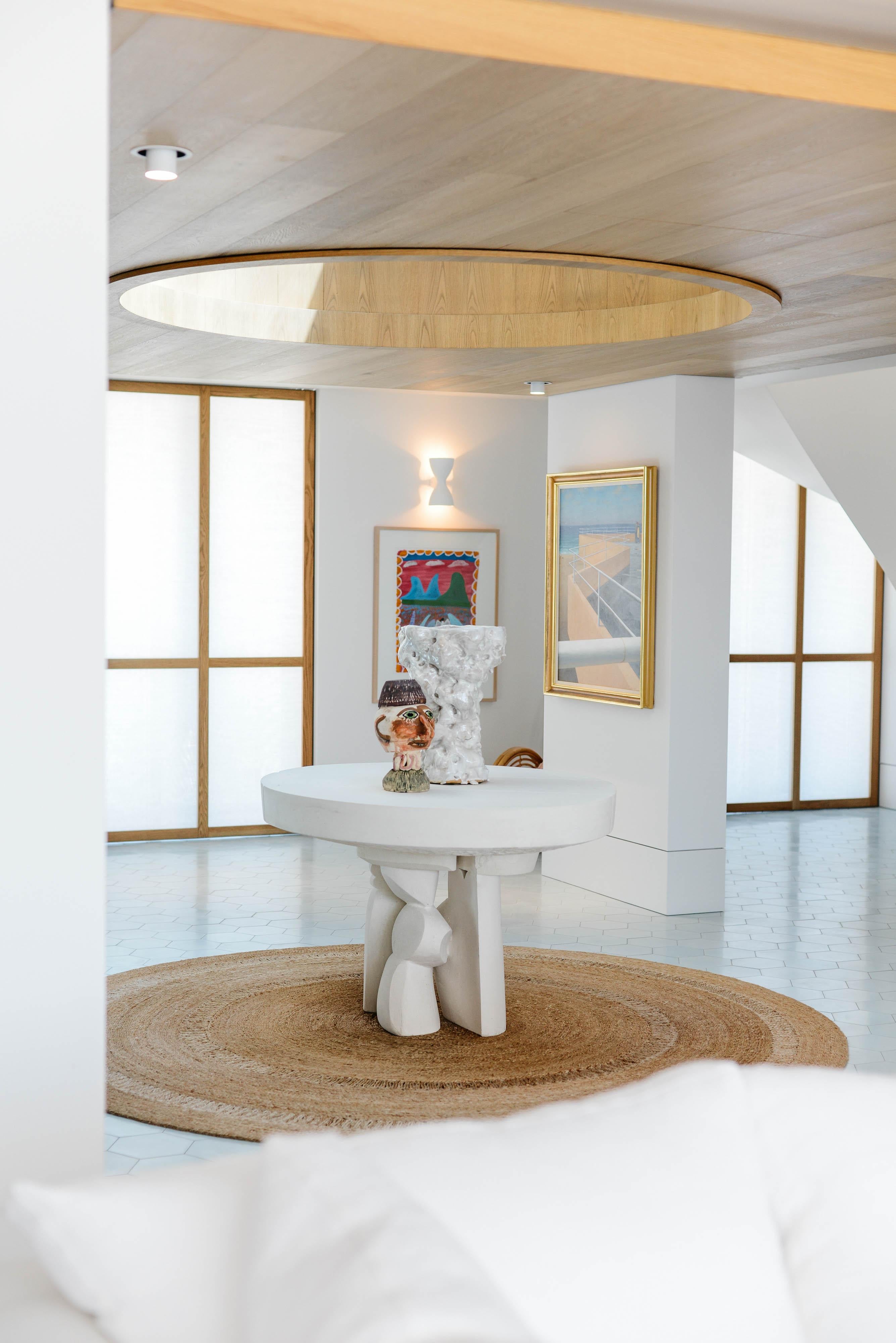 Organic Modern Contemporary Center Table 'Sydney' by DenHolm, Limestone
