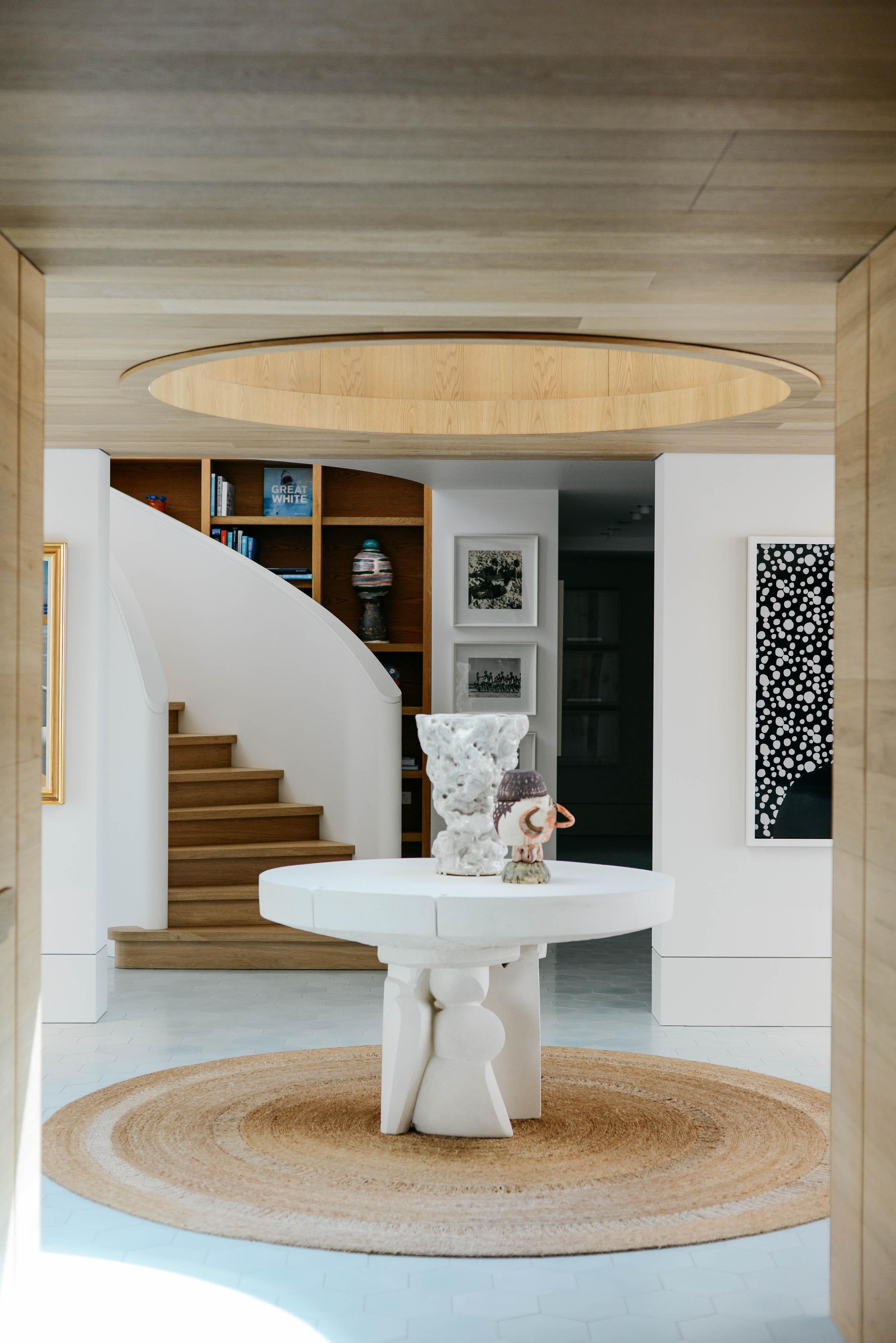 Contemporary Center Table 'Sydney' by DenHolm, Limestone In New Condition In Paris, FR