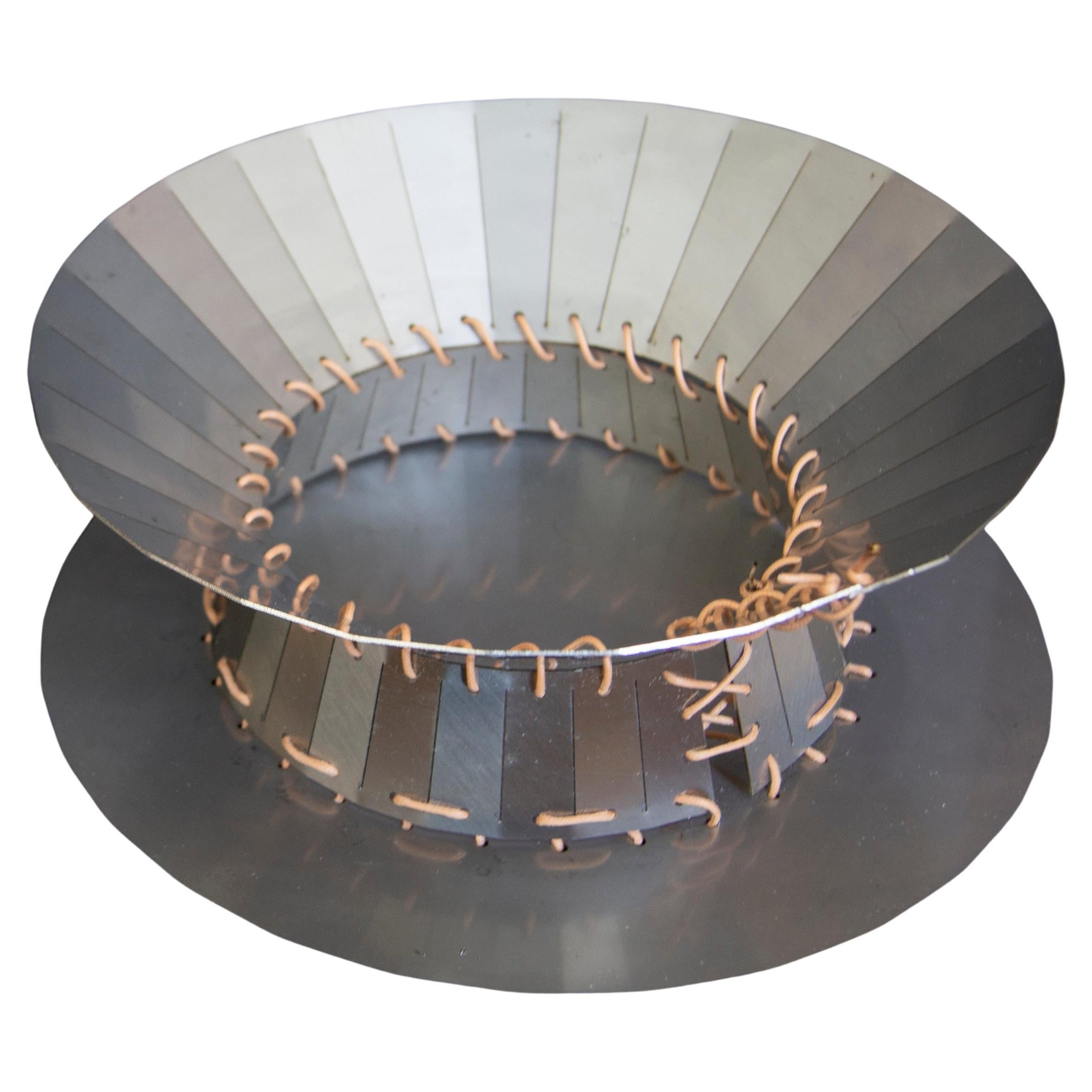 Contemporary Centerpiece in Stainless Steel Design Piece - Cream strings