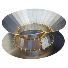 Contemporary Centerpiece in Stainless Steel Design Piece - yellow strings