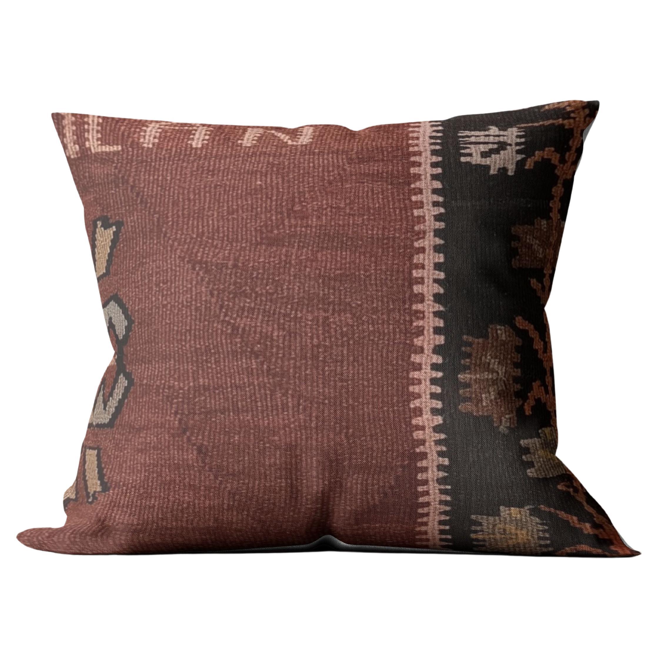 Zeitgenössische zentrale türkische Kilim Kissenbezug Multicolor Tribal Zickzack Wolle im Angebot