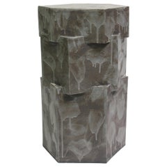 Triple Tier Tall Ceramic Hex Side Table in Acai Matte by BZIPPY