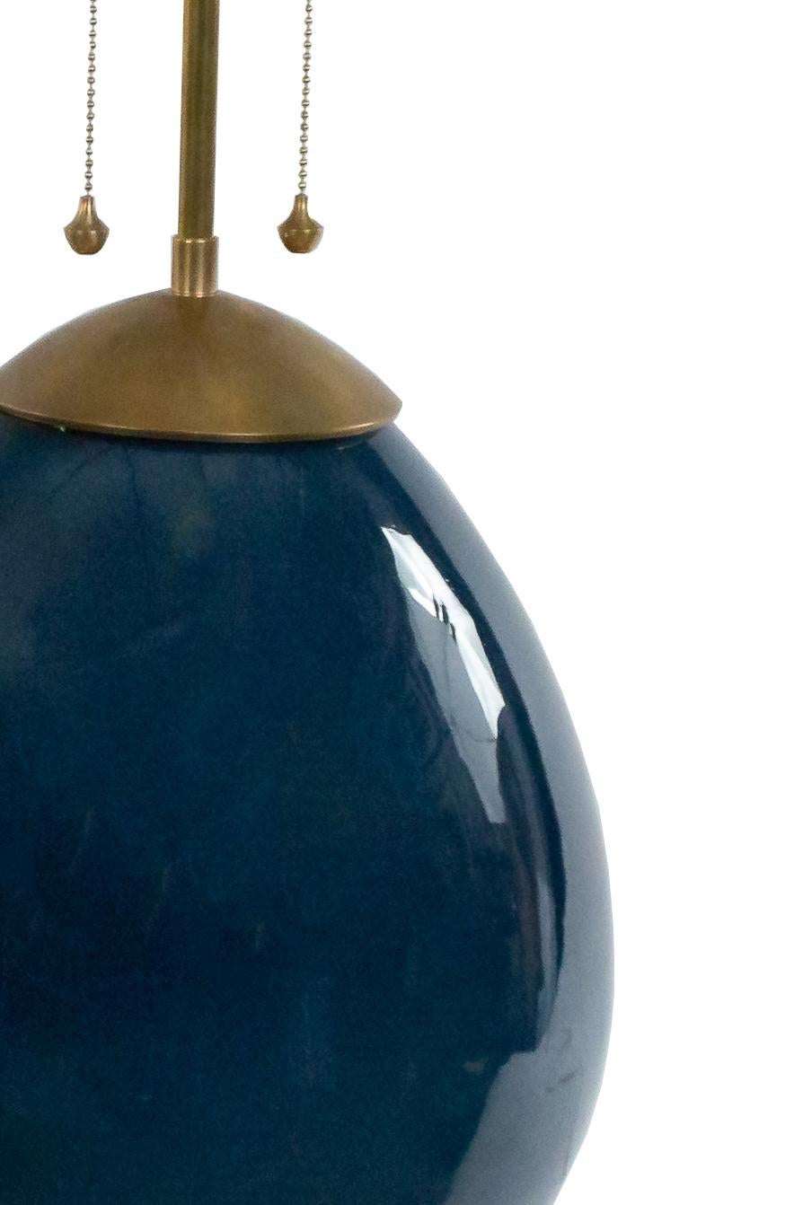 Contemporary Ceramic and Brass Table Lamp In Good Condition In New York, NY