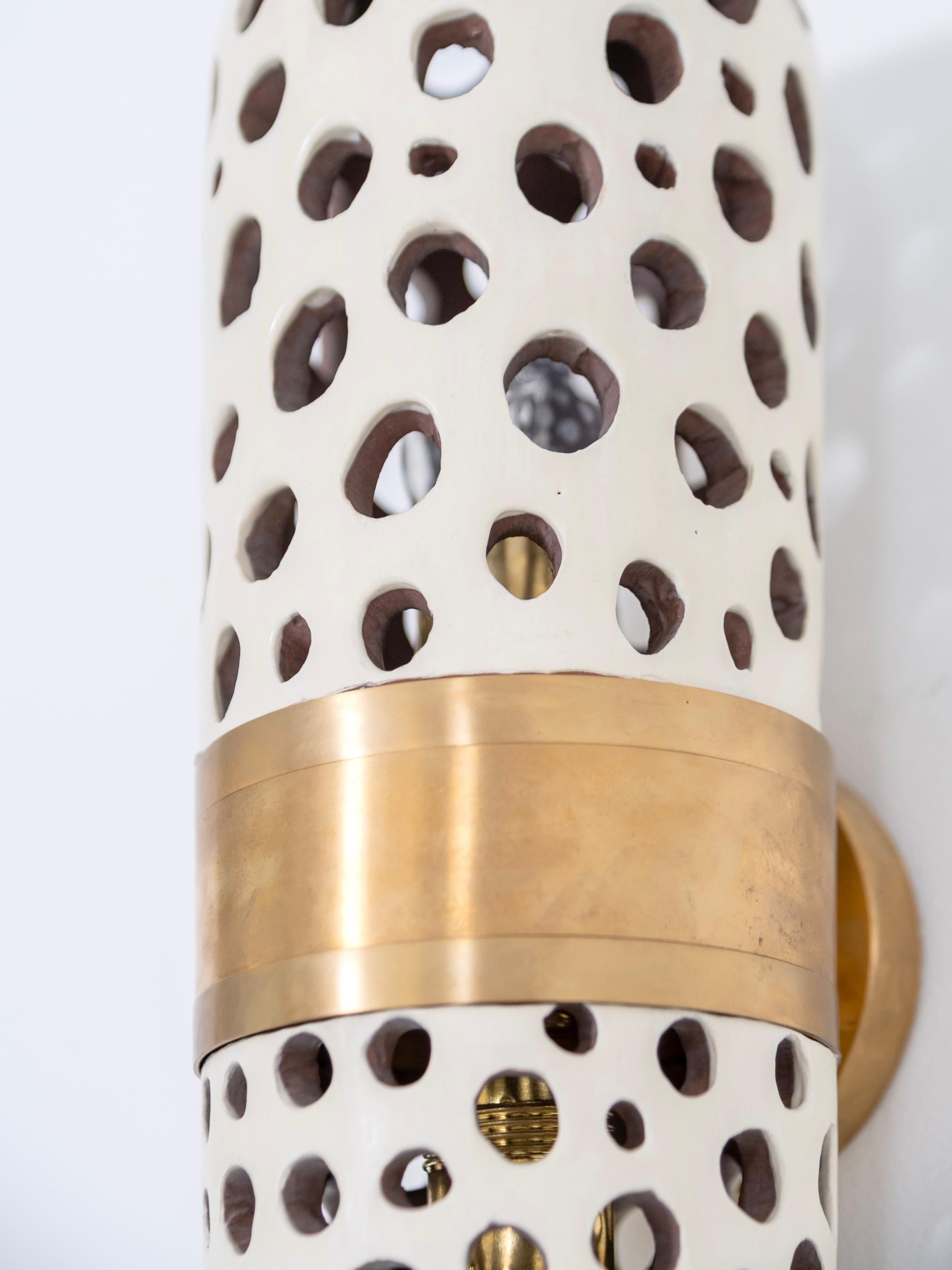 French Contemporary Ceramic and Brass Wall Light by Agnès Debizet, Limited Edition For Sale