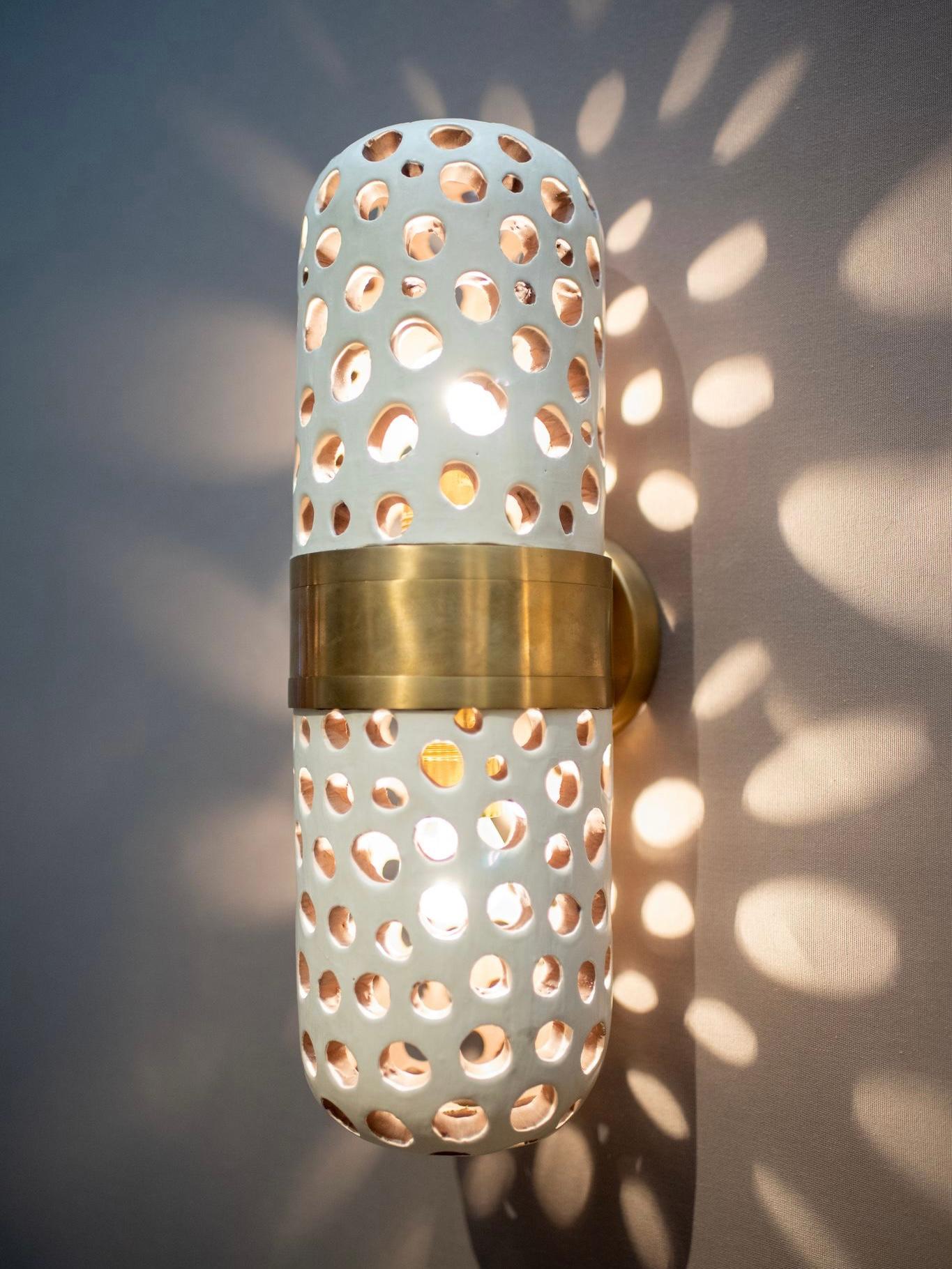 Contemporary Ceramic and Brass Wall Light by Agnès Debizet, Limited Edition In New Condition For Sale In London, GB