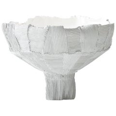 Ciotola con piede in ceramica contemporanea Anemone Bianco