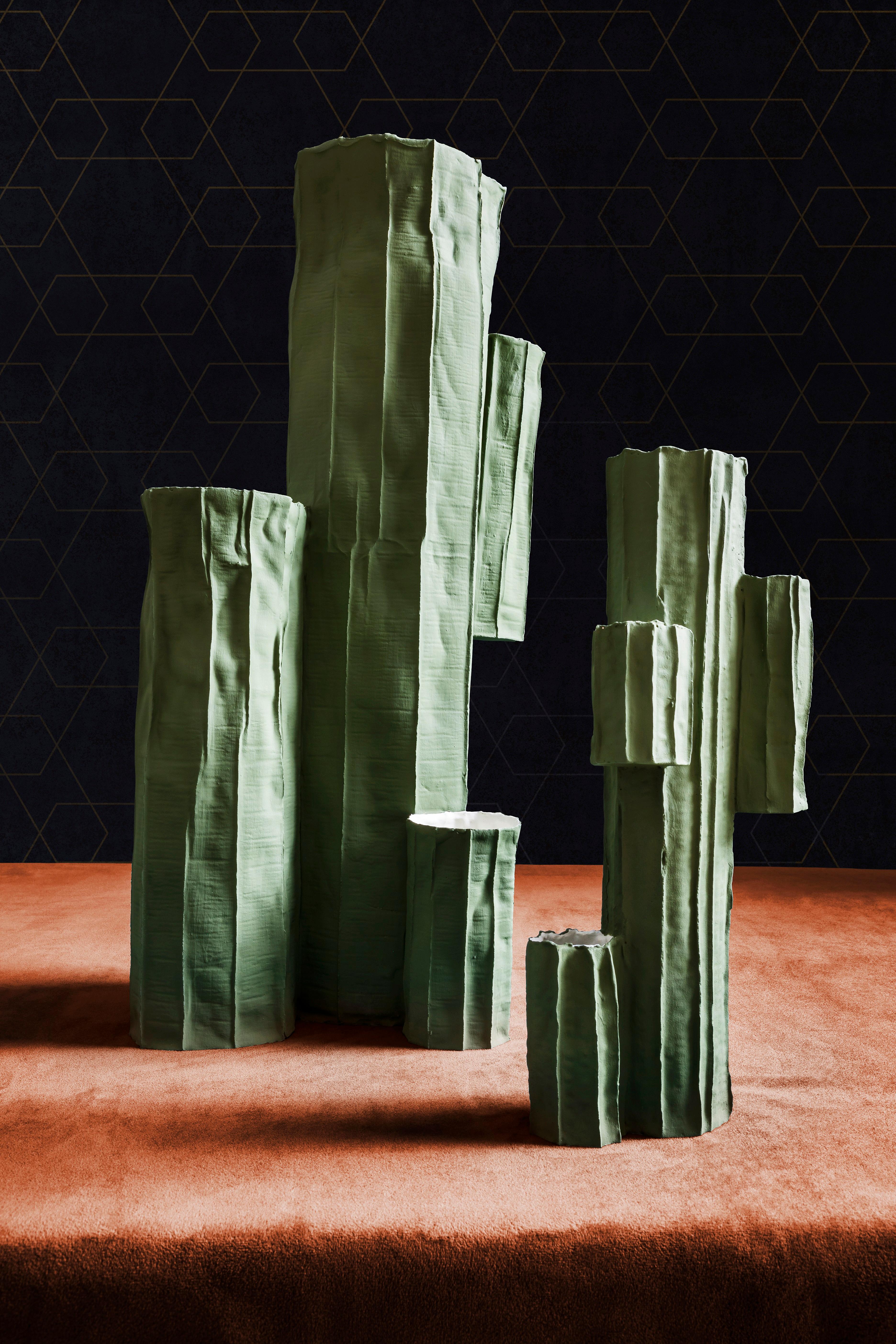 Modern Contemporary Ceramic Cactus Vase #3 Colored For Sale