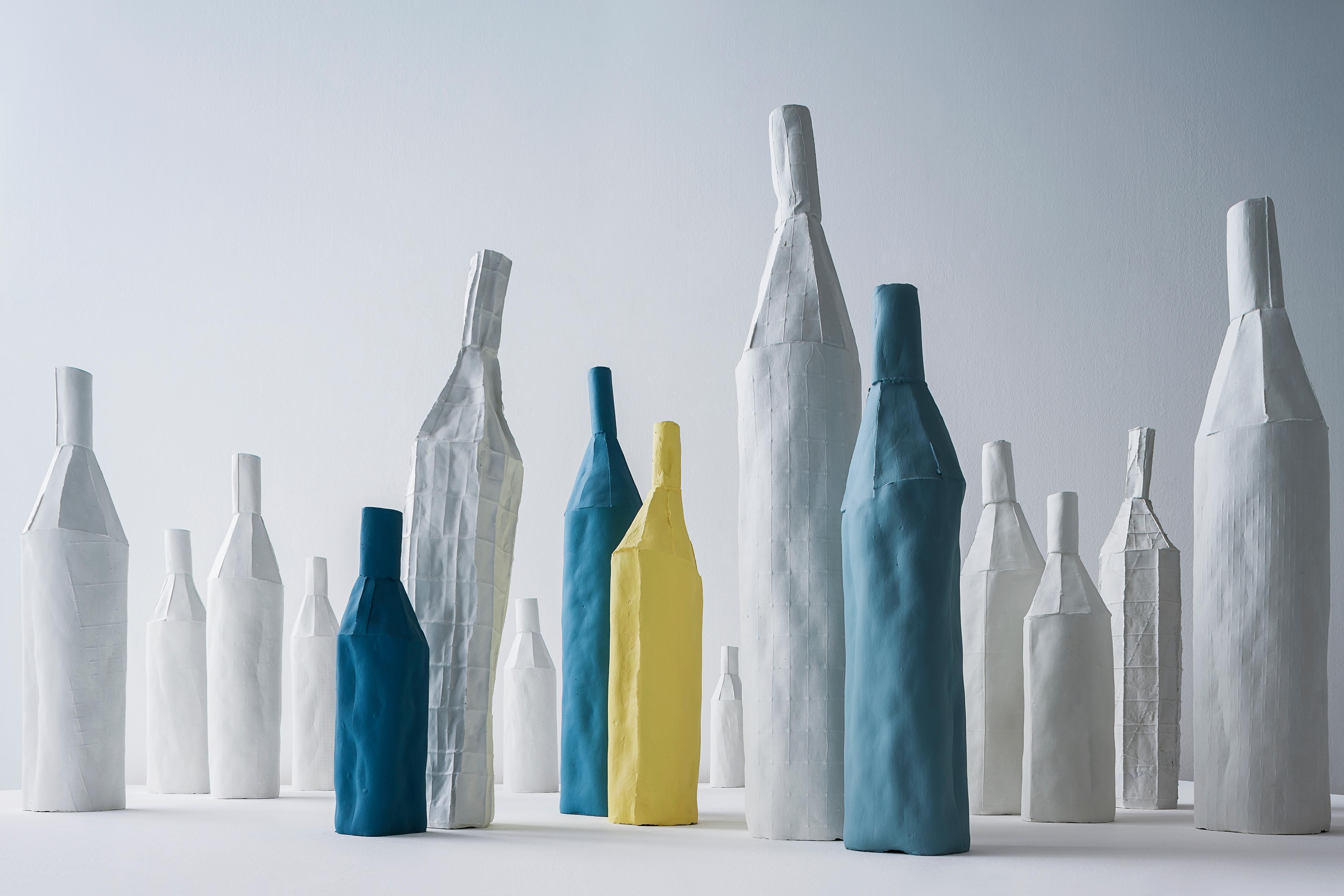 Modern Contemporary Ceramic Cartocci Liscia Texture Royal Blue Decorative Bottle For Sale