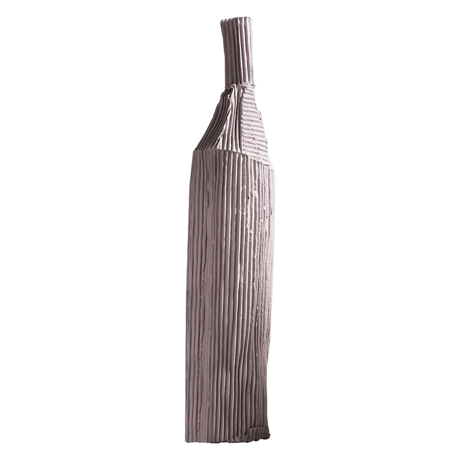 Zeitgenössische keramische Cartocci Textur Rosa dekorative Flasche im Angebot