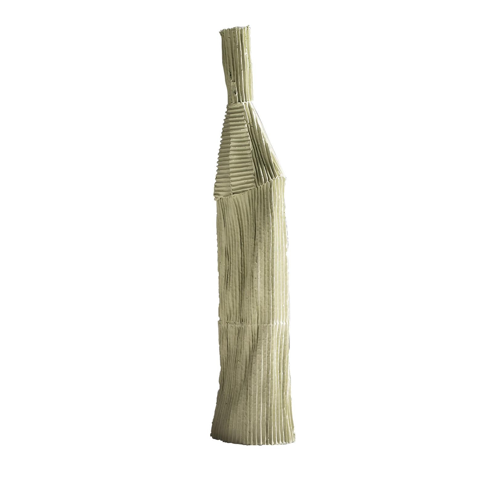 Contemporary Ceramic Cartocci Texture Sage Decorative Bottle #2