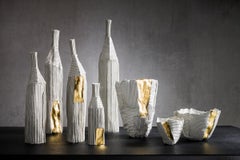 Contemporary Ceramic Cartocci Texture White Decorative Bottle