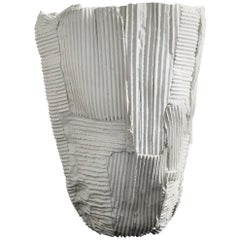 Contemporary Ceramic Cartocci Texture White Tall Vase