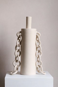 Contemporary Ceramic Chains Sculpture, Handmade, “OOOOO II” by Miyelle
