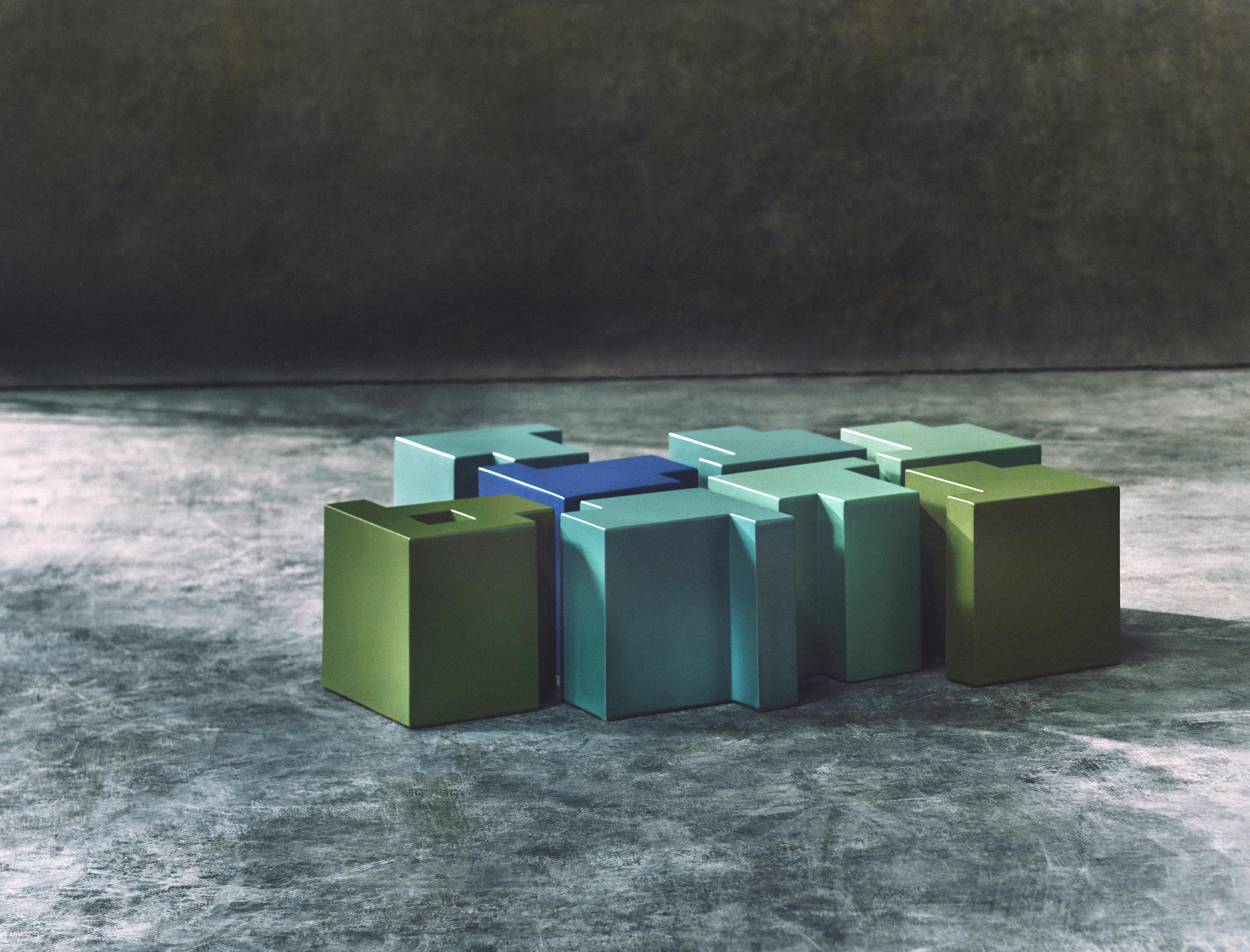 Modular Tables by Andrée & Michel Hirlet
Material: Glazed stoneware
Dimensions: H 40 x 40 x 40 cm
Type: limited edition
Year: 2025
Made in France

These new pieces result from a limited-edition series based on the duo’s research from the 1970s—works