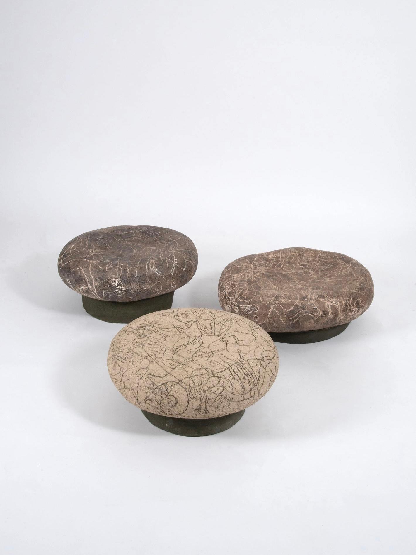 French COntemporary Ceramic Coffee Tables by Agnès Debizet For Sale