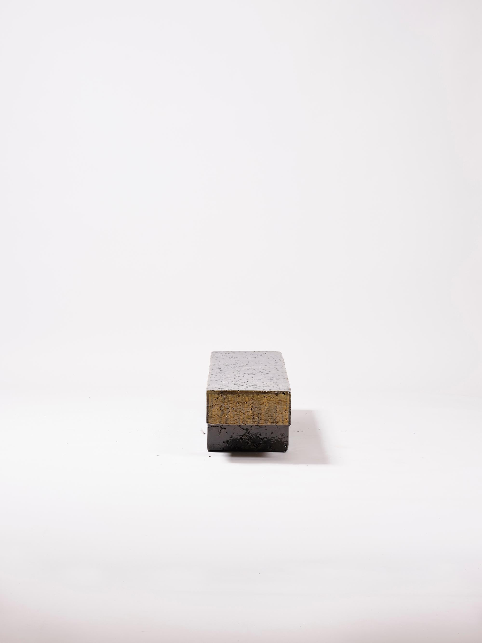 Contemporary Ceramic Coffeetable modern Bench Glazed Stoneware Dark Green Brown  In New Condition For Sale In Rubi, Catalunya