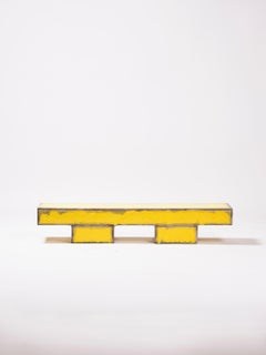 Tavolo da caffè moderno in ceramica contemporanea Panca Gres smaltato Giallo Nero