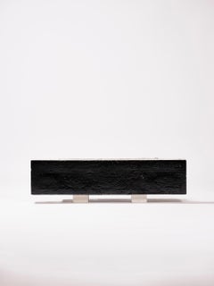 Table basse contemporaine en céramique banc Grès émaillé jaune vert oxyde de fer