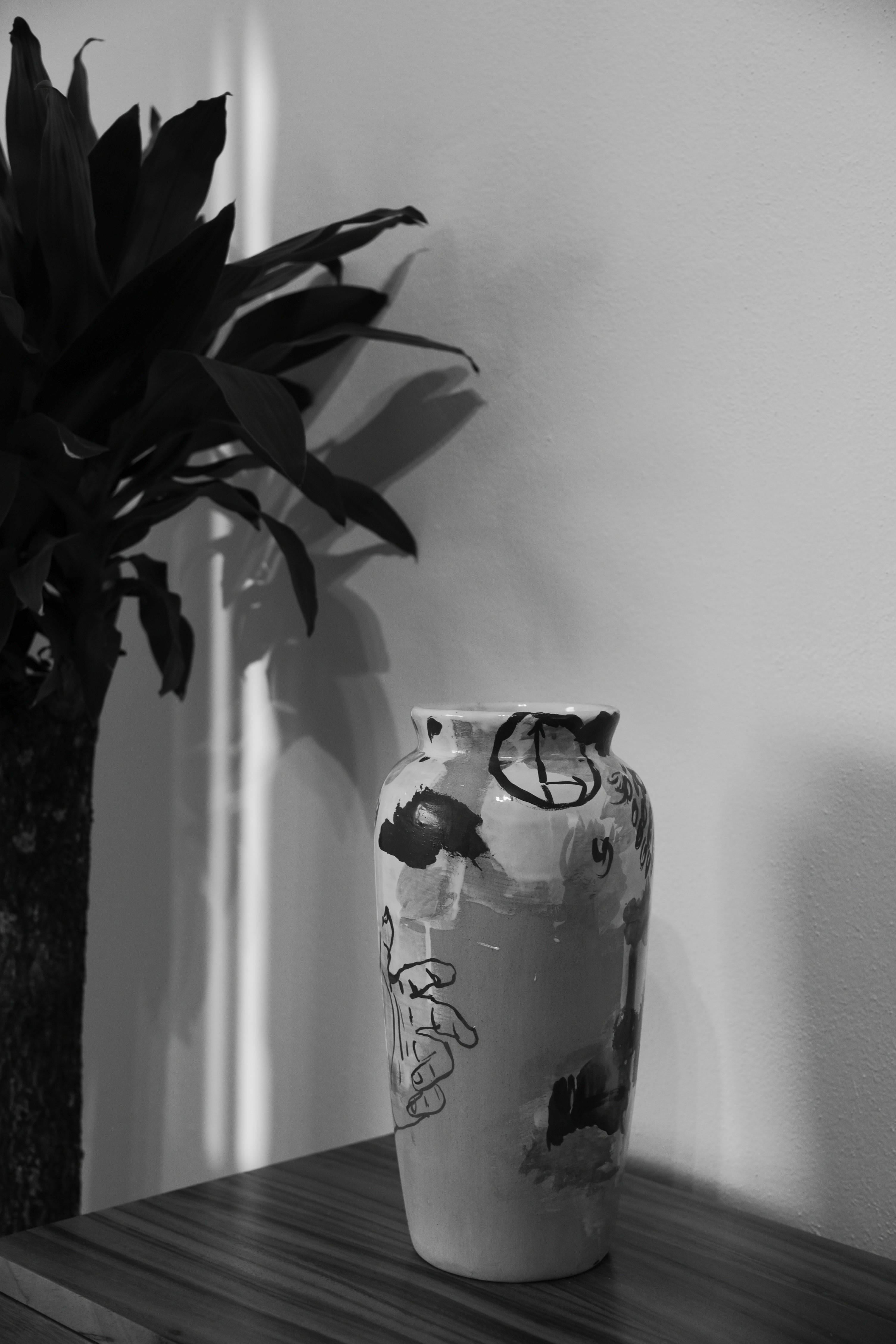 Contemporary Ceramic Colorful Vase Majolica Pottery Handmade For Sale