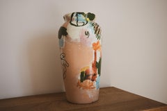 Jarrón contemporáneo de cerámica de colores Cerámica mayólica hecha a mano Arcilla artesanal